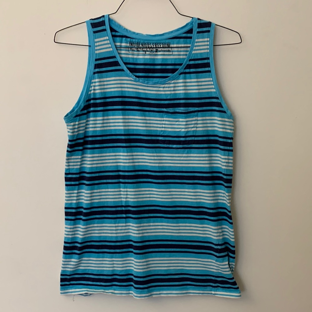 Indigenous Freedom For The People Striped Tank Top Size Medium